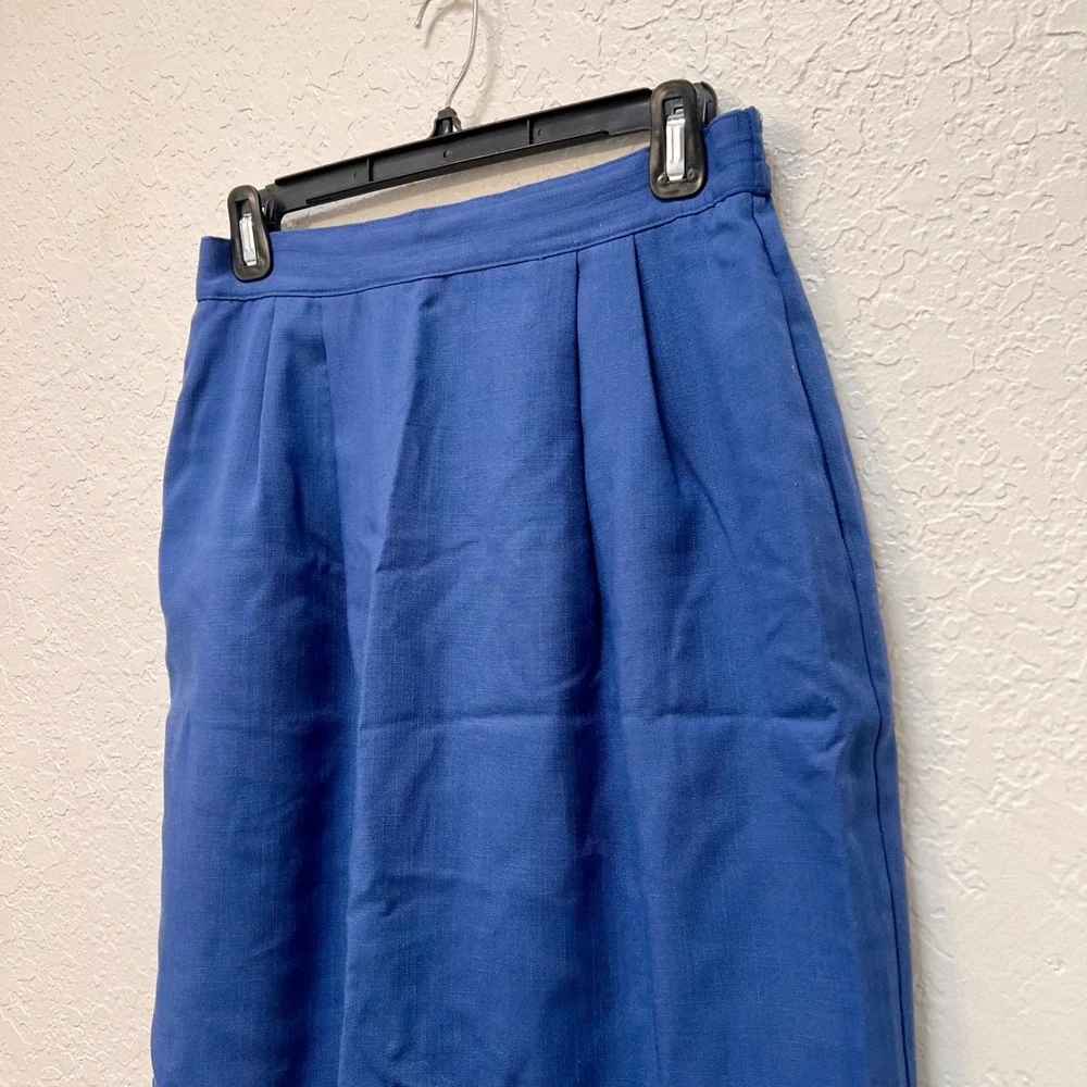 Leslie‎ Fay VTG Blue Embroidered Vest and Skirt Set Large Grandmacore 90s USA